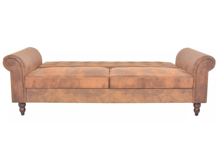 vidaXL Rozkładana sofa z podłokietnikami, sztuczny zamsz, brązowa Wielkość Trzyosobowa Głębokość 97 cm Szerokość 196 cm Chesterfield Głębokość 85 cm Nóżki Na nóżkach