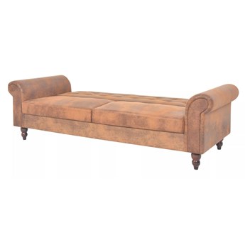 vidaXL Rozkładana sofa z podłokietnikami, sztuczny zamsz, brązowa