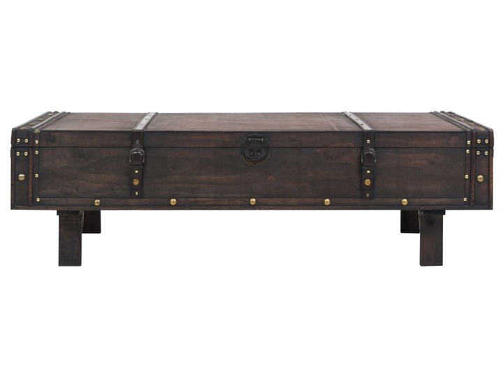 vidaXL Stolik kawowy w stylu vintage z litego drewna, 120x55x35 cm Skrzynia Metal Zestaw stolików Drewno Rodzaj nóg Proste
