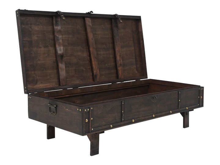 vidaXL Stolik kawowy w stylu vintage z litego drewna, 120x55x35 cm Skrzynia Metal Drewno Zestaw stolików Kategoria Stoliki i ławy