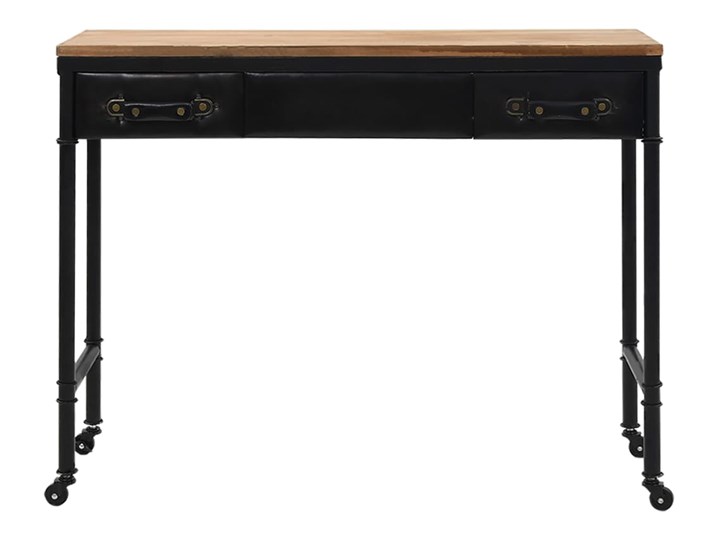 vidaXL Stolik konsola, MDF i drewno jodłowe, 100 x 33,5 x 80 cm Płyta MDF Rodzaj nóg Proste Stal Rodzaj nóg Kółka