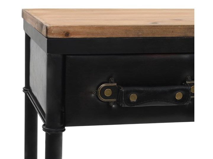 vidaXL Stolik konsola, MDF i drewno jodłowe, 100 x 33,5 x 80 cm Płyta MDF Stal Kolor Czarny