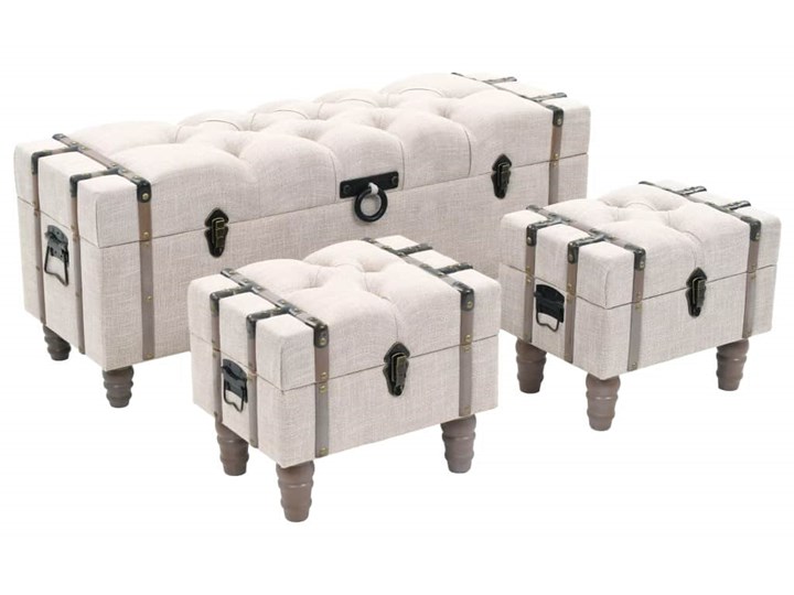 vidaXL Zestaw 3 ławek ze schowkami, lite drewno i stal, 112x37x45 cm Skrzynia Styl Vintage Styl Nowoczesny