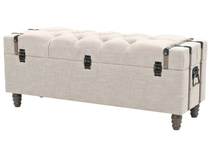 vidaXL Zestaw 3 ławek ze schowkami, lite drewno i stal, 112x37x45 cm Styl Nowoczesny Skrzynia Materiał obicia Tkanina
