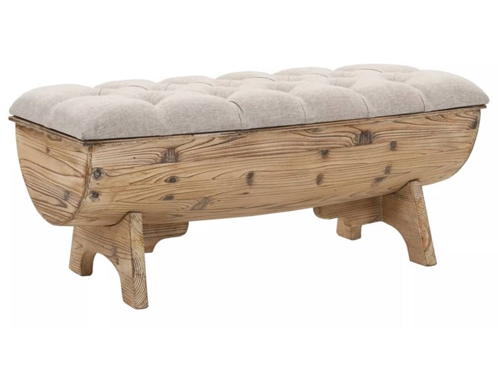 vidaXL Ławka ze schowkiem, lite drewno i tkanina, 103 x 51 x 44 cm Skrzynia Kolor Beżowy
