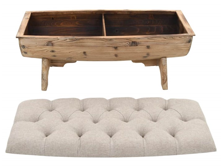 vidaXL Ławka ze schowkiem, lite drewno i tkanina, 103 x 51 x 44 cm Skrzynia Kategoria Ławki do salonu Styl Rustykalny