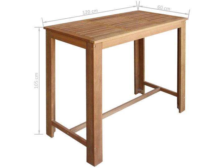 vidaXL Stolik i krzesła barowe, 5 elementów, lite drewno akacjowe Liczba krzeseł 2 krzesła Liczba krzeseł 5 krzeseł