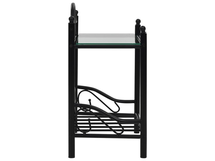vidaXL Stolik nocny ze stali i hartowanego szkła, 45x30,5x60 cm,czarny Szkło Głębokość 31 cm Nocne Metal Szerokość 45 cm Typ Nocne