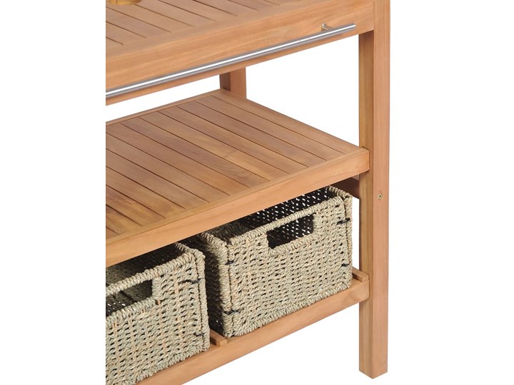 vidaXL Szafka łazienkowa pod umywalkę z 2 koszami, drewno tekowe Stojące Szafki Szerokość 34 cm Głębokość 18 cm Szerokość 74 cm Wysokość 75 cm Głębokość 45 cm Wysokość 28 cm Stal Kategoria Szafki stojące