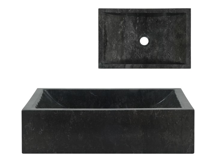 vidaXL Umywalka, 45 x 30 x 12 cm, marmurowa, czarna Kamień naturalny Szerokość 45 cm Kolor Czarny Kategoria Umywalki