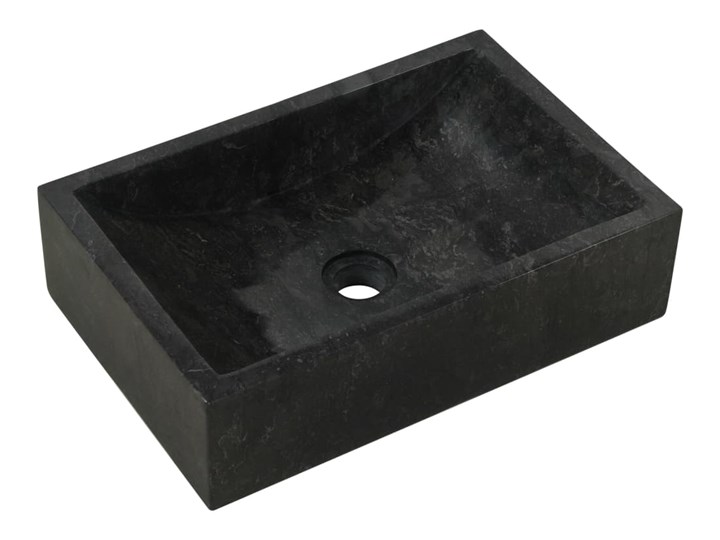 vidaXL Umywalka, 45 x 30 x 12 cm, marmurowa, czarna Szerokość 45 cm Prostokątne Nablatowe Kolor Czarny