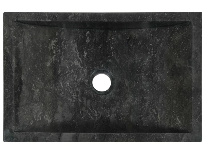 vidaXL Umywalka, 45 x 30 x 12 cm, marmurowa, czarna Prostokątne Szerokość 45 cm Nablatowe Kolor Czarny
