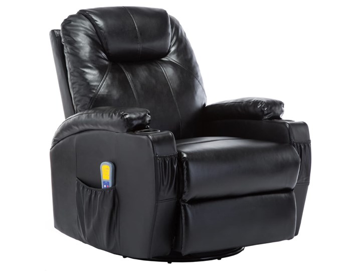 vidaXL Bujany fotel do masażu, czarny, sztuczna skóra Fotel bujany Szerokość 81 cm Fotel obrotowy Tkanina Skóra ekologiczna Tworzywo sztuczne Fotel masujący Pomieszczenie Salon