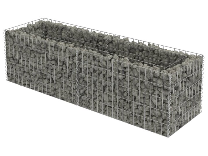 vidaXL Podwyższona donica gabionowa, galwanizowana stal, 180x50x50 cm Metal Kamień Donica ogrodowa Kolor Szary Kategoria Donice ogrodowe