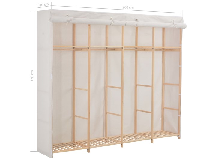 vidaXL Szafa, biała, 200x40x170 cm, materiałowa Drewno Tkanina Kategoria Szafy do garderoby Głębokość 40 cm Pomieszczenie Pokój nastolatka