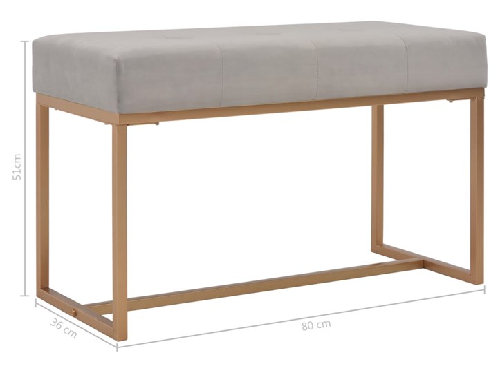 vidaXL Ławka, 80 cm, szara, aksamitna Pikowana Pomieszczenie Salon