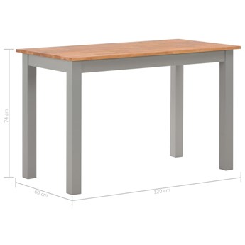 vidaXL Stół do jadalni, 120 x 60 x 74 cm, lite drewno dębowe