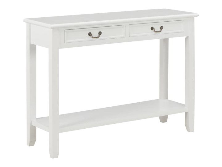 vidaXL Stolik konsola, biały, 110 x 35 x 80 cm, drewniany Głębokość 35 cm Z szufladą Z półką Szerokość 110 cm Drewno Płyta MDF Sosna Kategoria Konsole