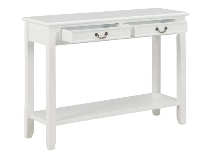 vidaXL Stolik konsola, biały, 110 x 35 x 80 cm, drewniany Płyta MDF Styl Tradycyjny Z szufladą Z półką Szerokość 110 cm Głębokość 35 cm Sosna Drewno Kategoria Konsole