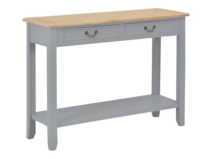 vidaXL Stolik konsola, szary, 110 x 35 x 80 cm, drewniany Szerokość 110 cm Sosna Płyta MDF Z półką Drewno Głębokość 35 cm Z szufladą Styl Tradycyjny