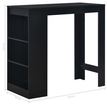 vidaXL Stolik barowy z półkami, czarny, 110 x 50 x 103 cm