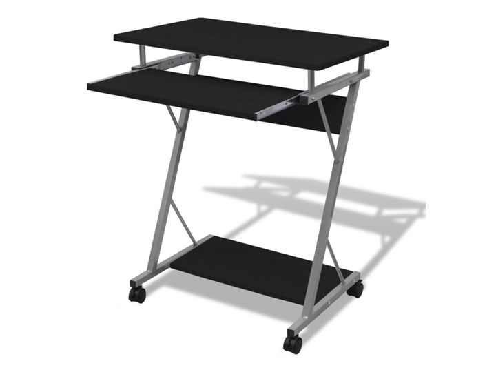 vidaXL Biurko komputerowe z ruchomą podstawką na klawiaturę, czarne Głębokość 40 cm Szerokość 60 cm Stal Płyta MDF Kolor Czarny