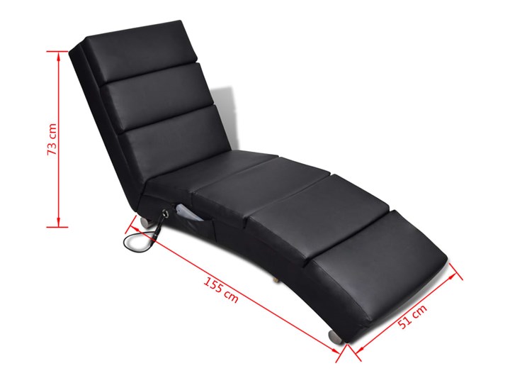vidaXL Rozkładany leżak masujący, czarny, sztuczna skóra Tworzywo sztuczne Skóra ekologiczna Fotel rozkładany Tkanina Szerokość 51 cm Fotel masujący Pomieszczenie Salon