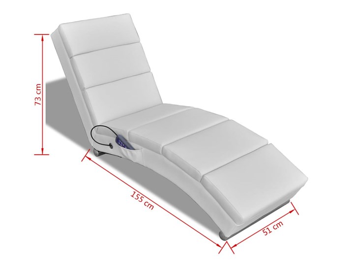 vidaXL Rozkładany leżak masujący, biały, sztuczna skóra Fotel masujący Szerokość 51 cm Styl Nowoczesny Tkanina Tworzywo sztuczne Skóra ekologiczna Fotel rozkładany Pomieszczenie Salon