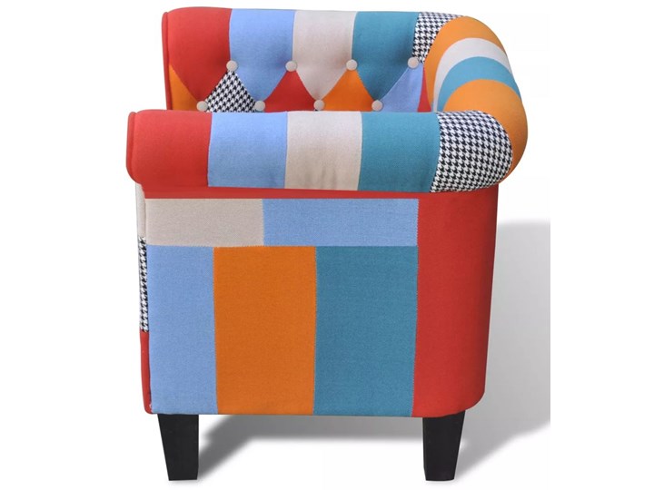 vidaXL Fotel patchworkowy Tkanina Pomieszczenie Salon Szerokość 61 cm Fotel klubowy Drewno Tworzywo sztuczne Kategoria Fotele do salonu