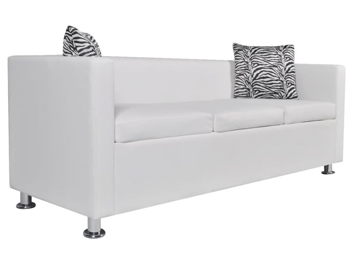 vidaXL Sofa 3-osobowa ze skóry syntetycznej, biała Szerokość 170 cm Głębokość 62 cm Stała konstrukcja Głębokość 35 cm Wielkość Trzyosobowa Boki Z bokami