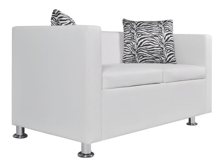 vidaXL Sofa 2-osobowa ze skóry syntetycznej, biała Kolor Biały Głębokość 35 cm Szerokość 120 cm Głębokość 62 cm Głębokość 63 cm Stała konstrukcja Funkcje Bez dodatkowych funkcji
