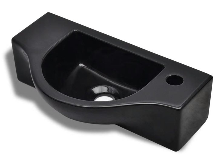 vidaXL Ceramiczna umywalka z otworem na kran, czarna Podwieszane Półokrągłe Stal Szerokość 45 cm Ceramika Kolor Czarny