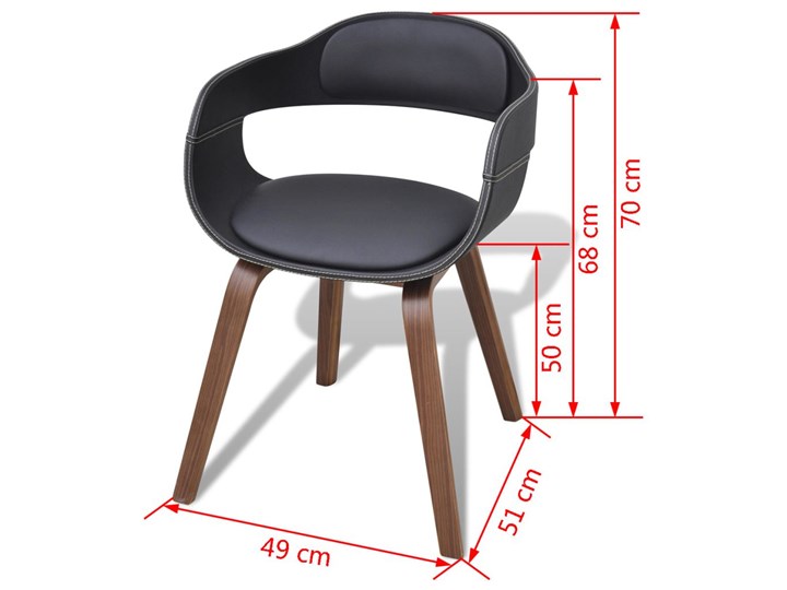 vidaXL Krzesła stołowe, 6 szt., czarne, gięte drewno i sztuczna skóra Skóra ekologiczna Wysokość 70 cm Głębokość 51 cm Szerokość 49 cm Kolor Brązowy