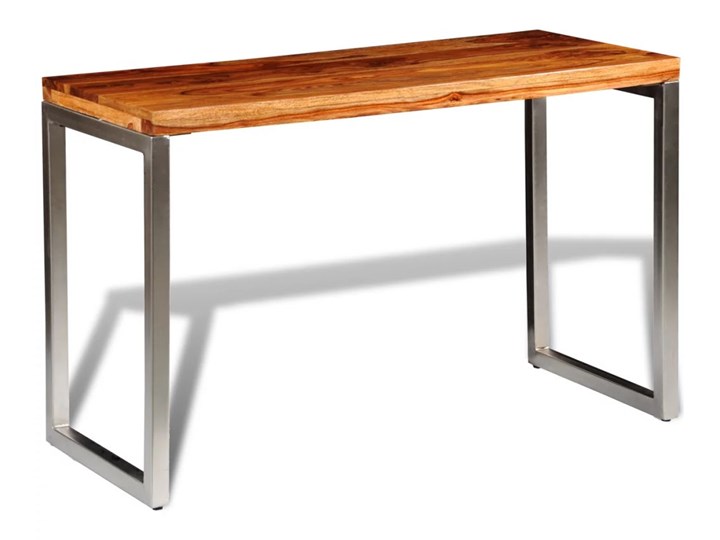 vidaXL Stół lub biurko z drewna sheesham z metalowymi nogami Drewno Wysokość 76 cm Stal Średnica