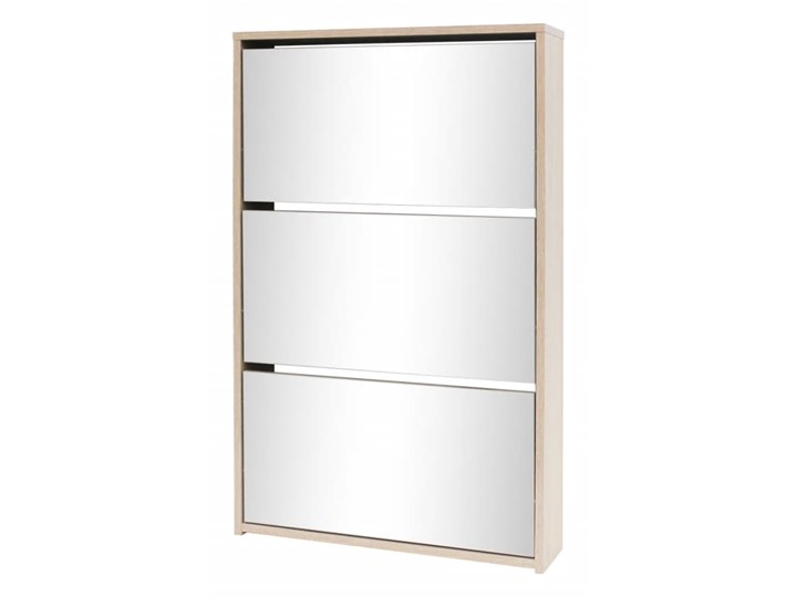 vidaXL Szafka na buty z 3 półkami i lustrem, kolor dębu 63x17x102,5 cm Płyta MDF Drewno Kolor Brązowy