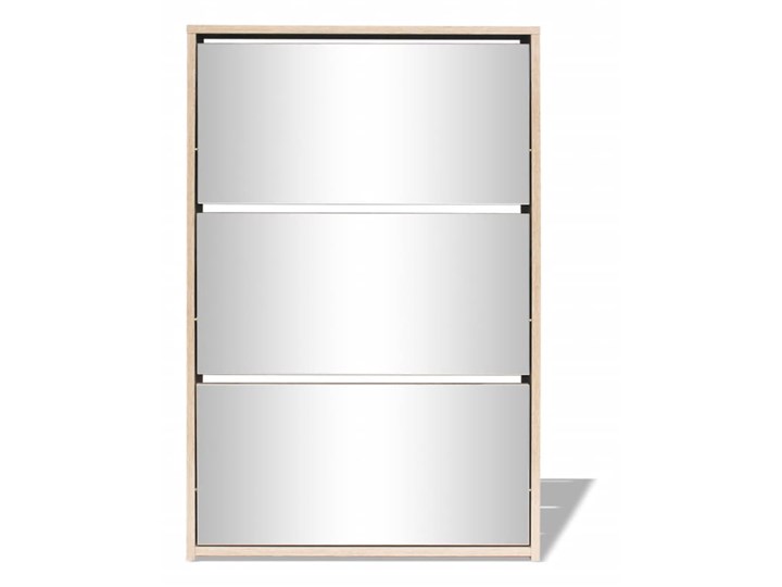 vidaXL Szafka na buty z 3 półkami i lustrem, kolor dębu 63x17x102,5 cm Drewno Płyta MDF Kolor Brązowy