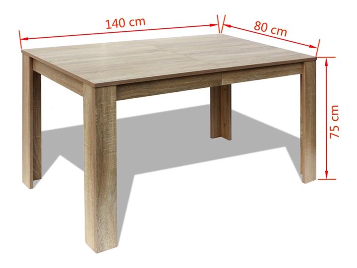 vidaXL Stół jadalniany 140x80x75 cm dąb Drewno Szerokość(n) 80 cm Rozkładanie