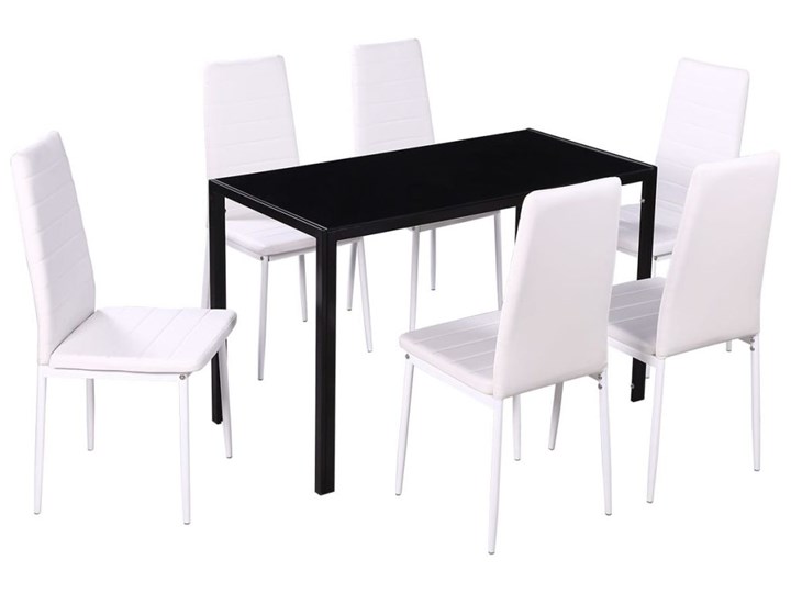 vidaXL Zestaw mebli do jadalni - 7 elementów czarny i biały Liczba krzeseł 6 krzeseł Pomieszczenie Jadalnia