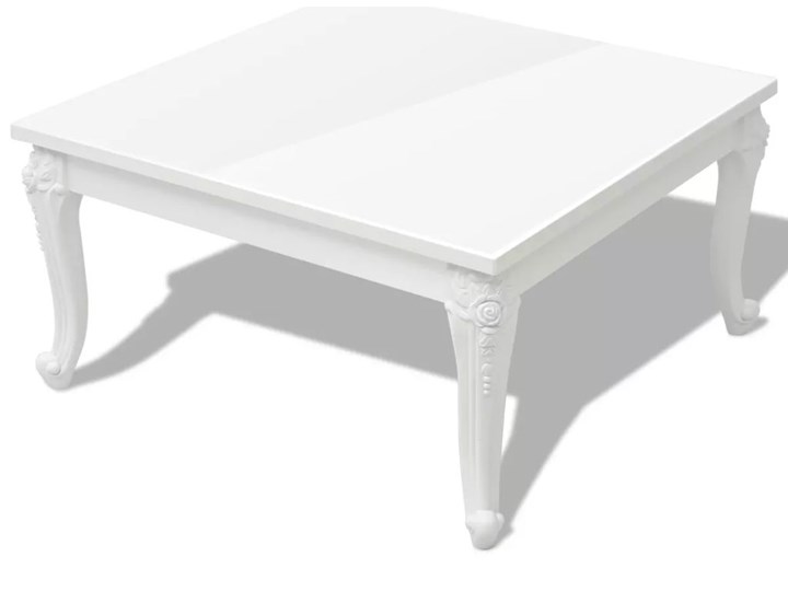 vidaXL Stolik do kawy, biały, wysoki połysk 80x80x42 cm Płyta MDF Rodzaj nóg Gięte