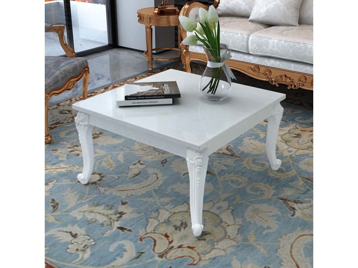 vidaXL Stolik do kawy, biały, wysoki połysk 80x80x42 cm Płyta MDF Rodzaj nóg Gięte Kategoria Stoliki i ławy