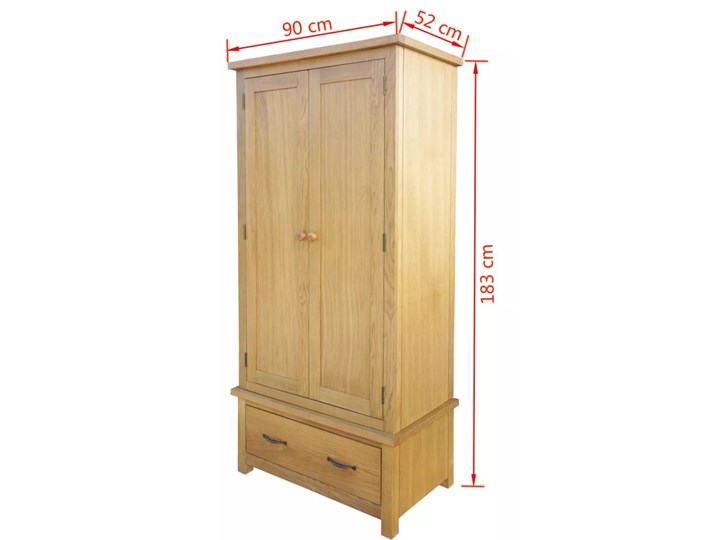 vidaXL Szafa z szufladą, 90x52x183 cm, lite drewno dębowe Szerokość 90 cm Głębokość 52 cm Kolor Beżowy