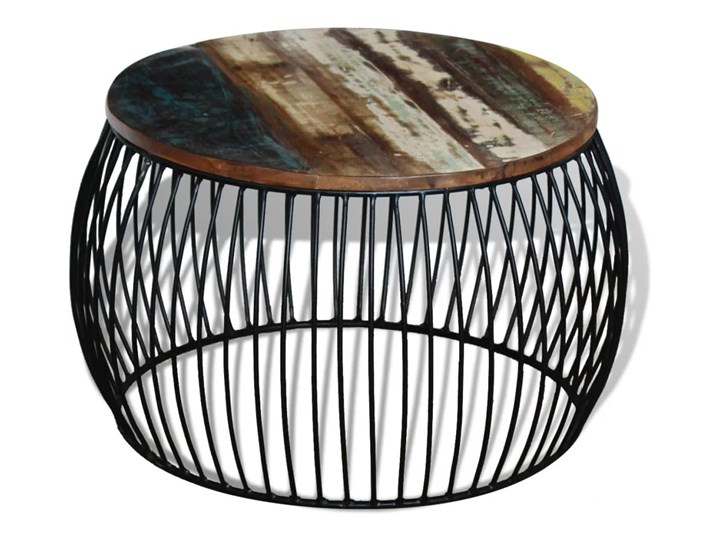 vidaXL Stolik kawowy z drewna odzyskanego, okrągły, 68 x 45 cm Wysokość 43 cm Kategoria Stoliki i ławy Drewno Metal Kolor Wielokolorowy