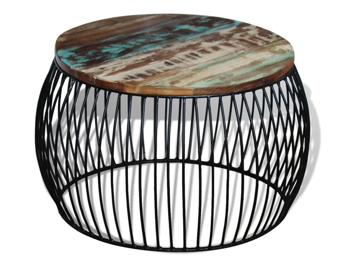 vidaXL Stolik kawowy z drewna odzyskanego, okrągły, 68 x 45 cm Styl Vintage Metal Wysokość 43 cm Drewno Kolor Wielokolorowy