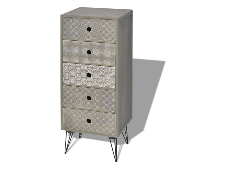 vidaXL Komoda z 5 szufladami, szara Głębokość 30 cm Szerokość 36 cm Wysokość 94 cm Z szufladami Szerokość 105 cm Styl Vintage