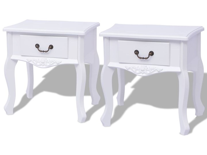vidaXL Szafka nocna, 2 szt., MDF, biała Płyta MDF Płyta laminowana Styl Klasyczny