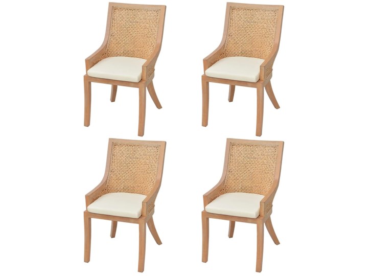 vidaXL Krzesła stołowe, 4 szt., rattan i lite drewno mango Głębokość 66 cm Wysokość 93 cm Szerokość 54 cm Wysokość siedziska 45 cm