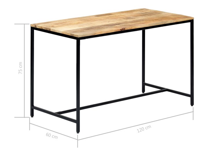 vidaXL Stół jadalniany, 120 x 60 x 75 cm, lite surowe drewno mango Kształt blatu Prostokątny