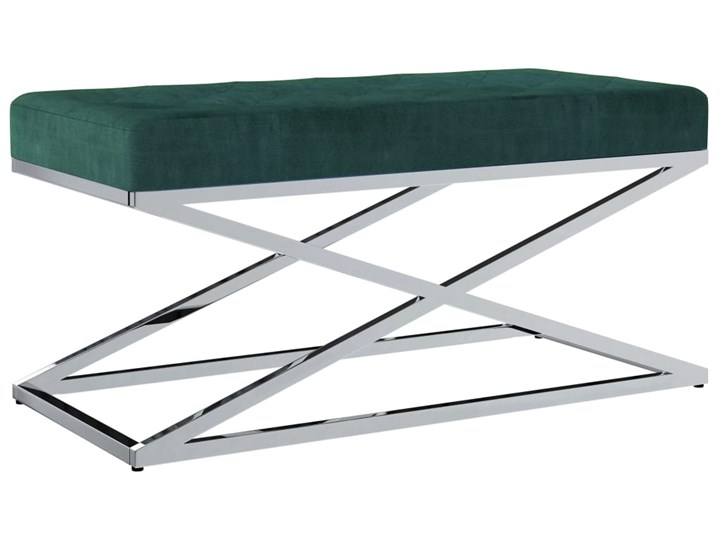 vidaXL Ławka, 97 cm, zielona, aksamitna tkanina i stal nierdzewna