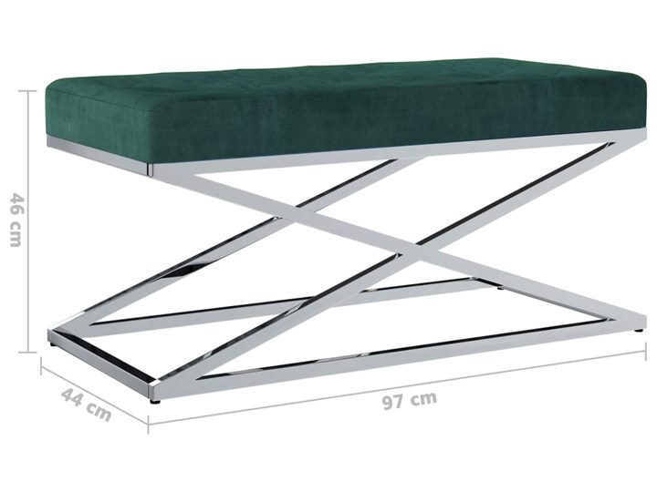vidaXL Ławka, 97 cm, zielona, aksamitna tkanina i stal nierdzewna