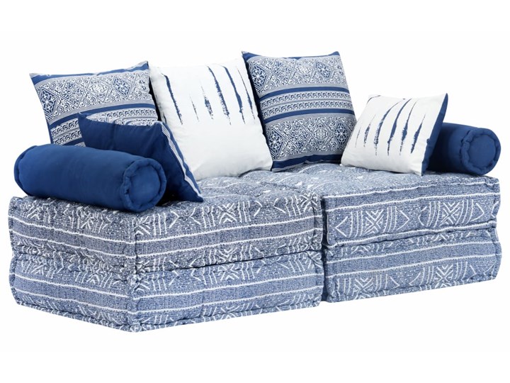 vidaXL Puf modułowy, 2-osobowy, indygo, tkanina Głębokość 140 cm Modułowe Głębokość 70 cm Szerokość 140 cm Typ Gładkie